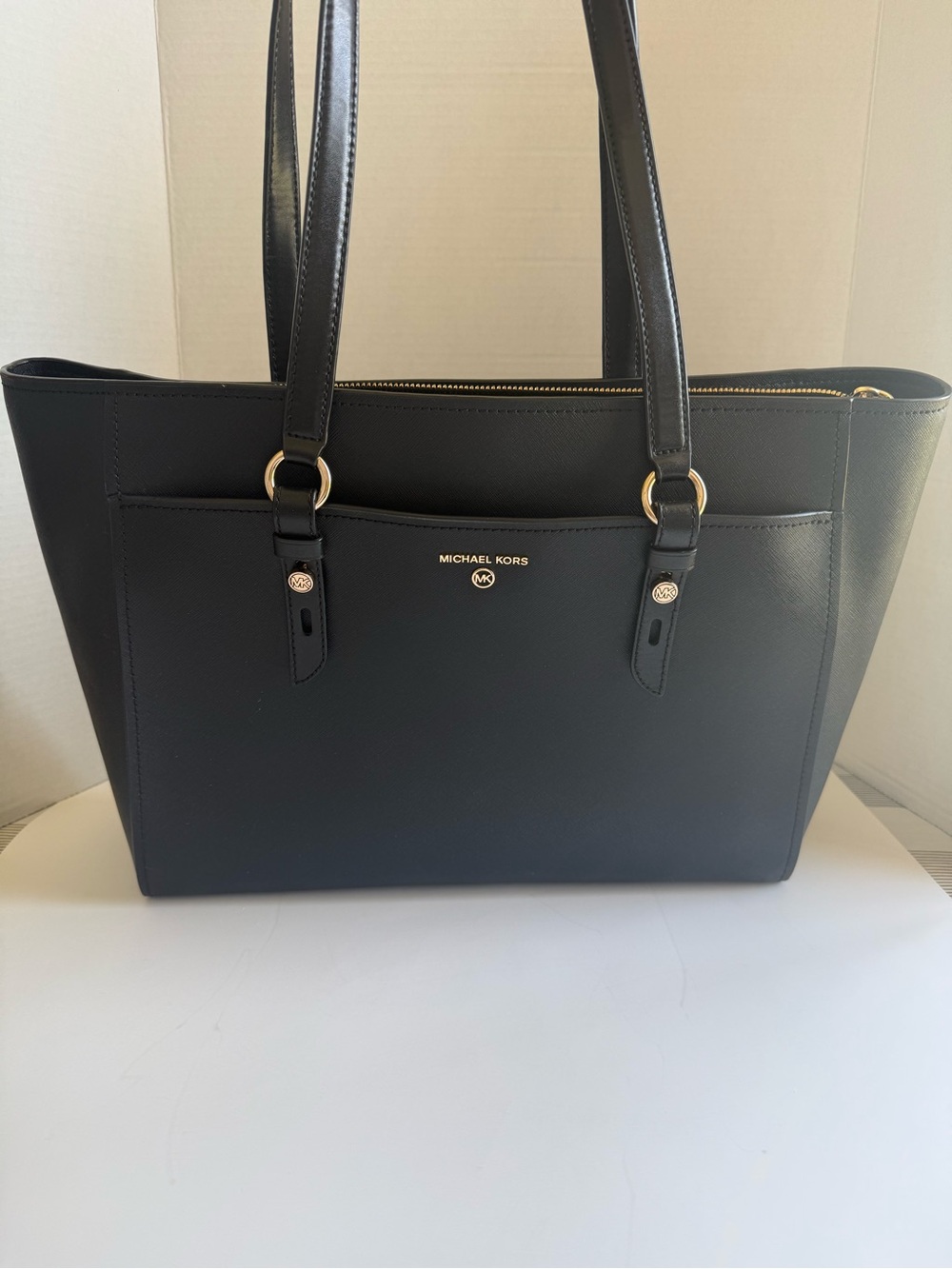 Michael Kors Sullivan Large Black Saffiano Leather Laptop Work Tote